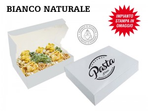 SCATOLE PER CIBO DA ASPORTO PERSONALIZZATE BIANCHE per sushi, pasticceria, panetteria, pizzeria, paninoteca, bar, bistro, ristorante, macelleria